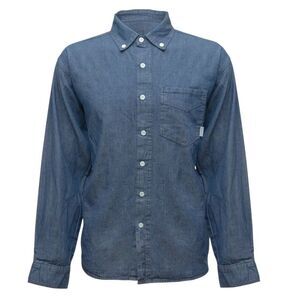 Woodland Creek Men's Denim Long Sleeve Button Down Shirt in Blue, 2XL